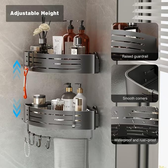 Voldra Corner Shower Caddy Suction Cup, Corner Shower Shelves No Drilling - Image 3
