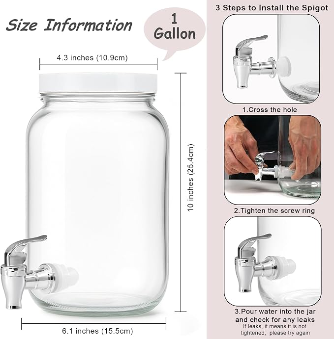 1 Gallon Large Glass Drink Dispensers - Image 5