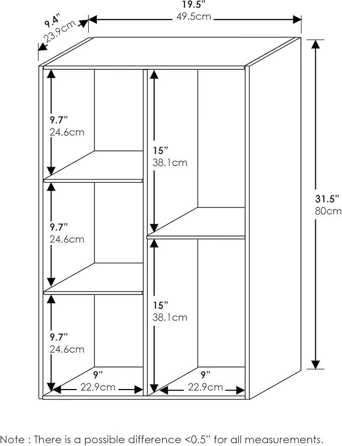Furinno LUDER Book Shelf, 5-Cube Bookshelf, Reversible Bookcase, 9.4 x 19.5 x - Image 3