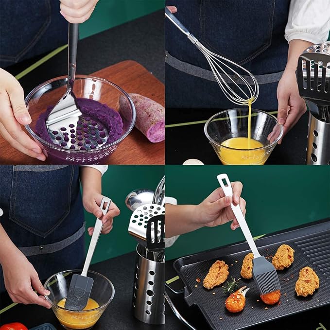 Stainless Steel Cooking Utensils Set, Berglander 13 Pieces Kitchen Utensils Set - Image 7