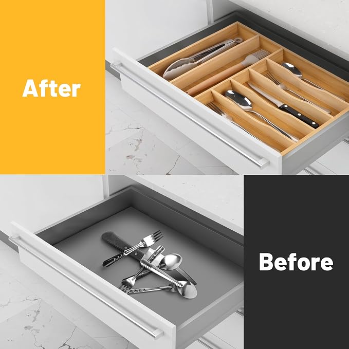 Kitchen Bamboo Silverware Organizer, Kitchen Drawer Organizer - Image 2