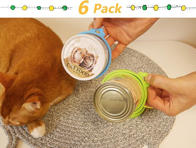Comtim Pet Can Covers/6 Pack Silicone Dog Cat Food Can Lids/Universal Size Fit - Image 2