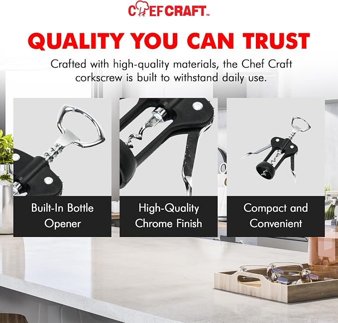 Chef Craft Select Metal Winged Corkscrew, 6.5 inch - Image 6