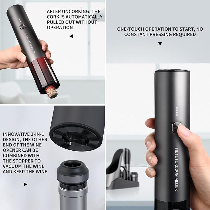 CIRCLE JOY Rechargeable Electric Wine Bottle Opener Set 7-in-1 Aluminum Alloy - Image 4