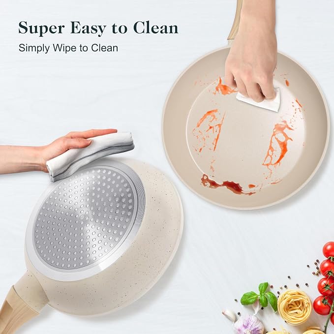 M MELENTA Pots and Pans Set Non Stick, Non Toxic Induction Kitchen Cookware Sets - Image 6