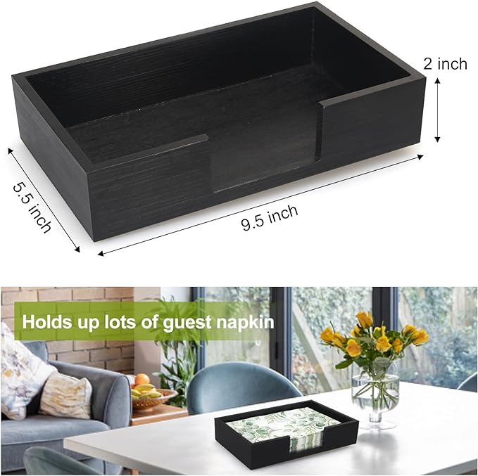 Black Wooden Napkin Holder Guest Towels Holder Flat Bathroom Napkins Holder - Image 6