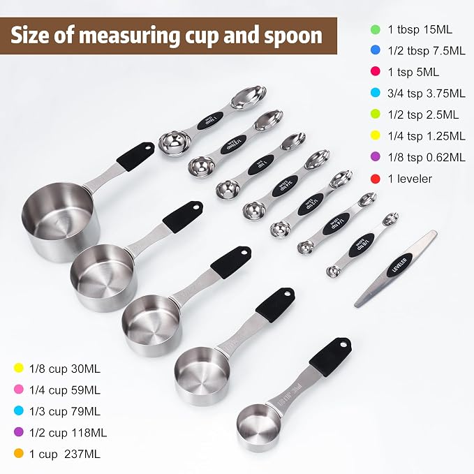 Magnetic Measuring cups and spoons Set, 5 Stainless Steel Magnetic Measuring - Image 2