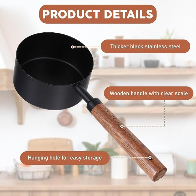 8-Piece Food-Grade Measuring Cups and Spoons Set, Nonstick Black Kitchen - Image 3