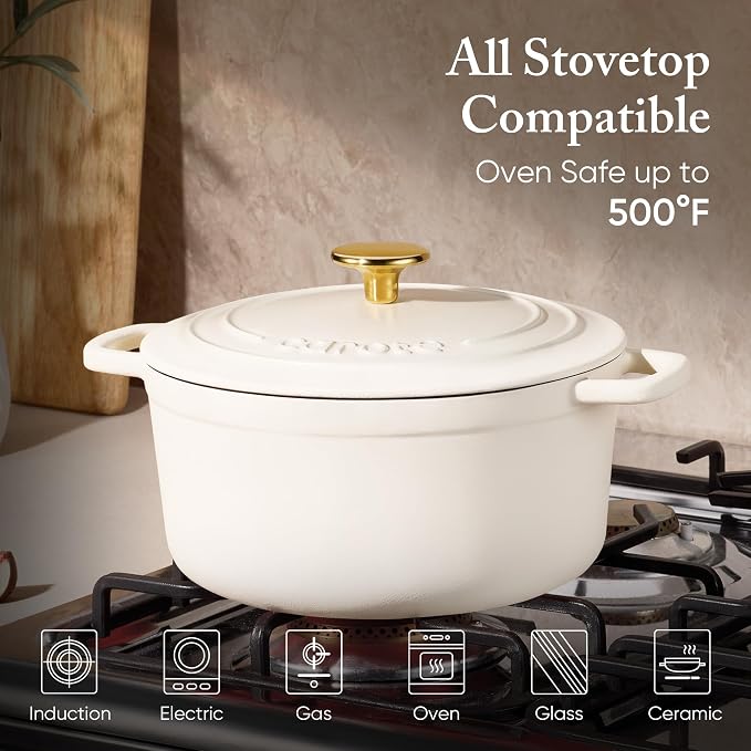 CAROTE 7QT Enameled Cast Iron Dutch Oven Pot - Image 3