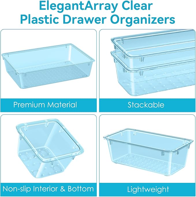 ElegantArray 12-Piece Drawer Organizer Set, 4 Sizes Versatile Plastic Vanity - Image 3