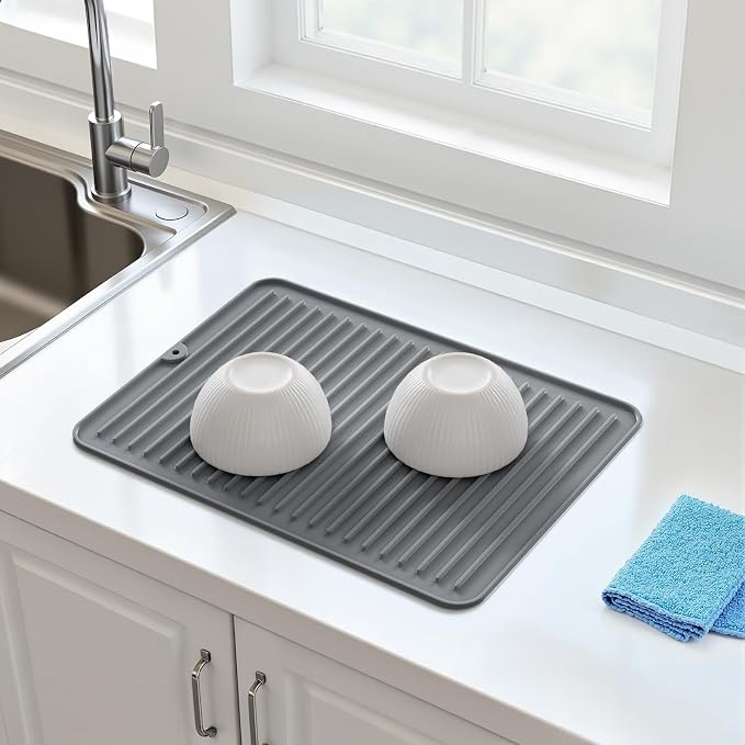 Songrey 14" x 10" Silicone Dish Drying Mat, Kitchen Counter Drying Pad - Image 3