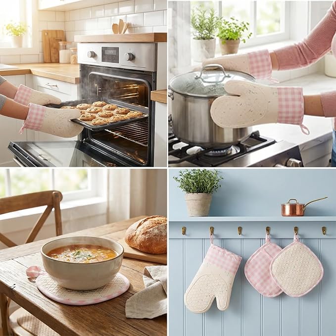 Silicone Confetti Oven Mitts and Pot Holders Set, Heat Resistant Non-Slip - Image 4