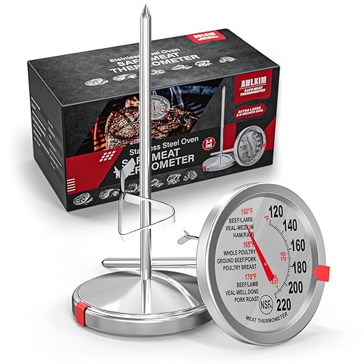 AWLKIM 2 Pack Analog Probe Meat Thermometer, NSF Certified, No Battery Needed by AWKLIM