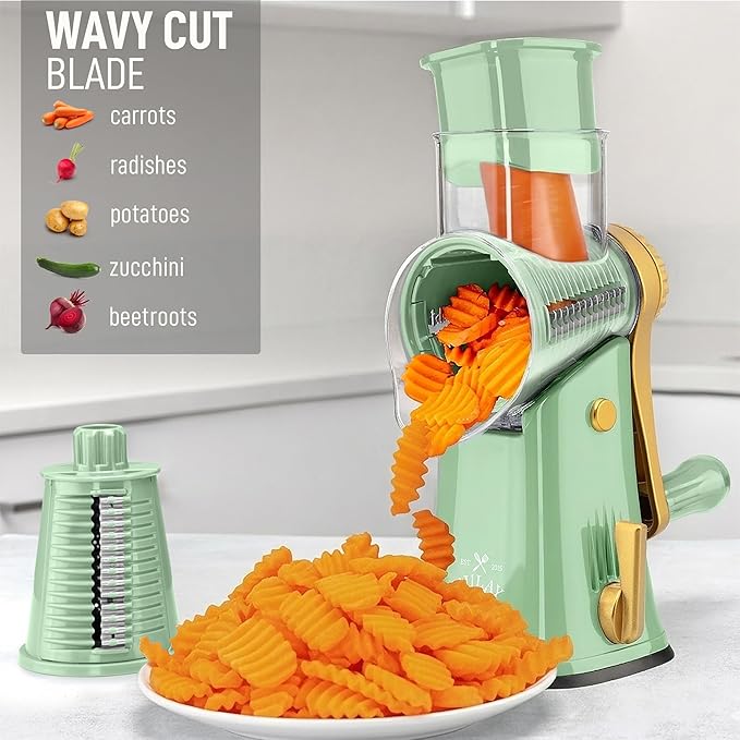 Zulay Kitchen Rotary Cheese Grater 5 Blade Cheese Shredder - Image 4