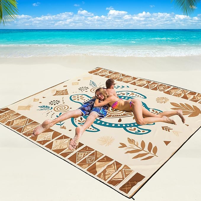 WIWIGO Beach Blanket Waterproof Sandproof Beach Mat 79" X 83"/10'x9'for 2-8 by WIWIGO