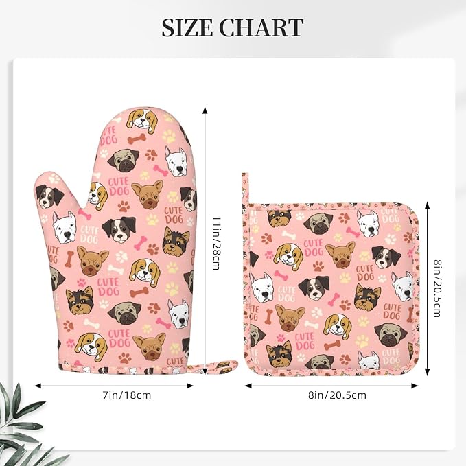 Cute Dog Oven Mitts and Pot Holders Set, Puppy Kitchen Accessories Heat - Image 6