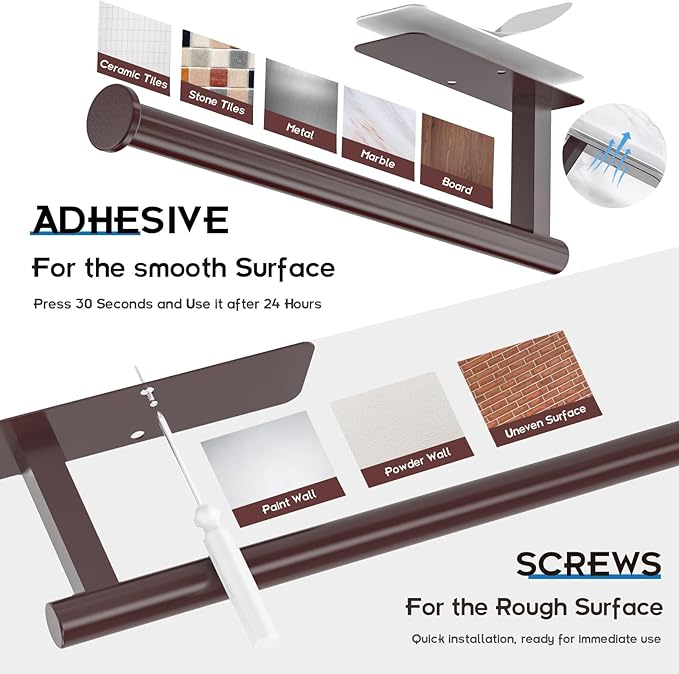 ASTOFLI Paper Towel Holder Under Cabinet No Drilling, Self Adhesive Paper Towel - Image 3
