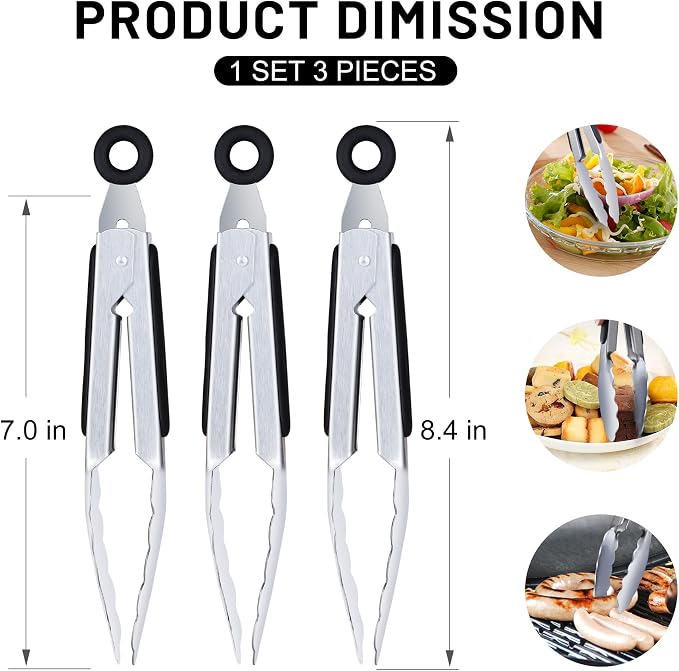 Hotec Mini Stainless Steel Kitchen Tongs - Image 2