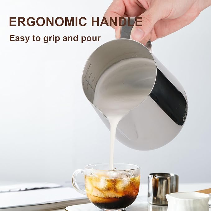Milk Frothing Pitcher, 32oz Stainless Steel Milk Frother Cup Steaming Pitcher - Image 8