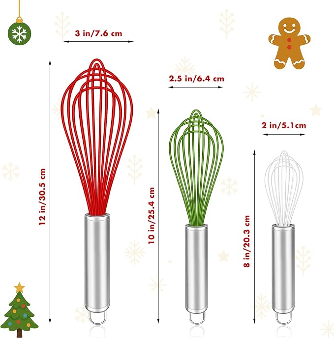 OYV Christmas Whisk Set – 3 Sizes – Holiday Red, Cooking & Mixing, Christmas - Image 5