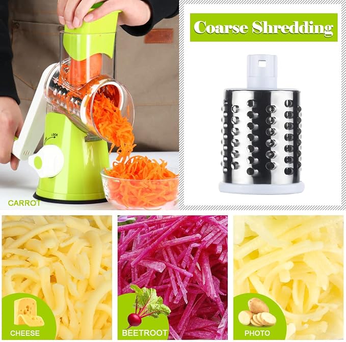 Ourokhome Rotary Cheese Grater Hand Crank, Kitchen Shredder Speed Mandolin - Image 3