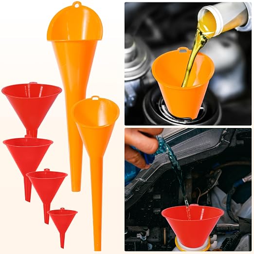 17 Pcs Automotive Funnel Set & Gas Can Spout Replacement, Plastic Long Neck Oil - Image 4