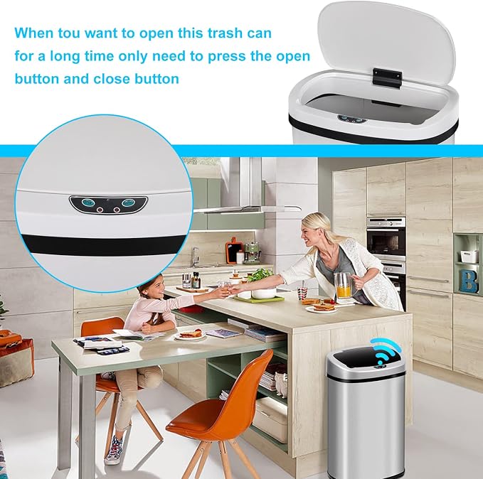 Bigacc 13 Gallon Touch Free Automatic Stainless Steel Trash Can Garbage Can - Image 6