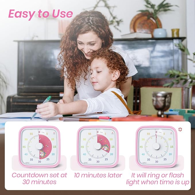 Yunbaoit Visual Timer with Protective Case, Unicorn Disk 60 Minute Countdown - Image 3