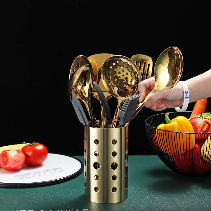 Gold Cooking Utensils Set, Berglander Stainless Steel 13 Pieces Kitchen - Image 7