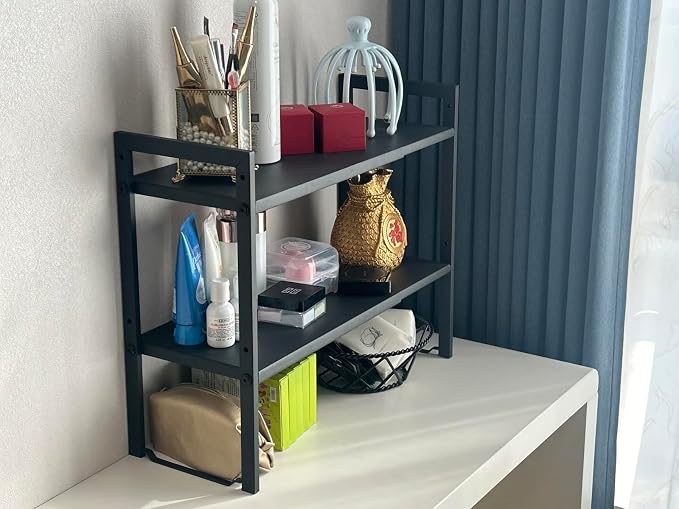 2 Tier Expandable Cabinet Shelf Organizer 14.5-25" L Kitchen Counter Shelf Rack - Image 7
