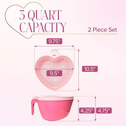 Paris Hilton Heart Bowl & Colander Set, Nesting 2-Piece Design - Image 5
