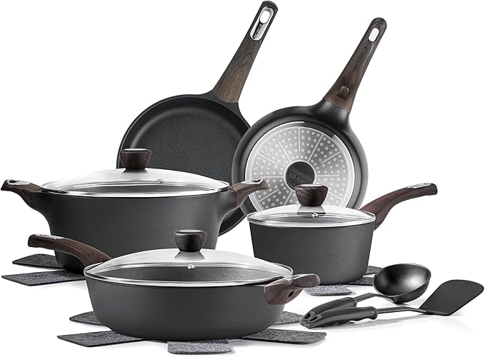 SENSARTE Pots and Pans Set Non stick, Non toxic Healthy Induction Cookware Sets by SENSARTE
