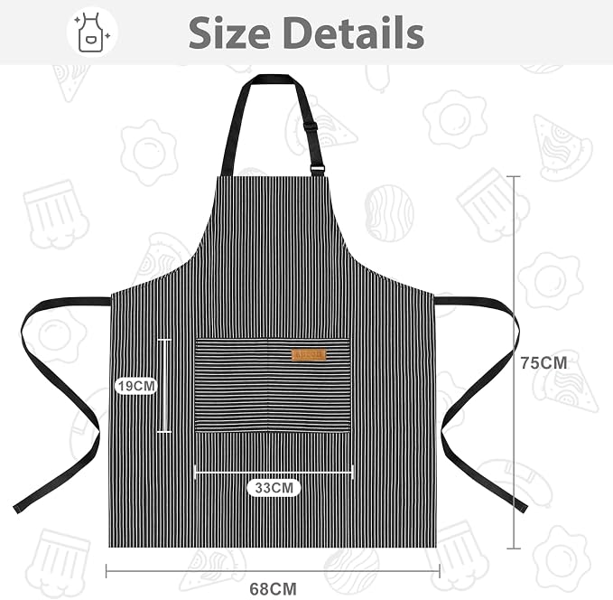 2 Pack Aprons for Women with Pockets, Kitchen Cooking Apron for Men, Adjustable - Image 2