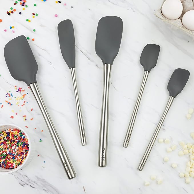 Tovolo Stainless Steel Handled Silicone Spatula Set of 5 Charcoal Gray - Image 3