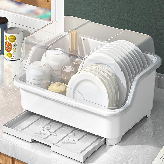 Dish Drying Rack, Plastic Plate Cup Dryer Holder - Image 6