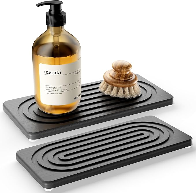 Water Absorbing Stone Tray, Quick Drying Diatomite Bathroom Tray Countertop by MAGKOTA