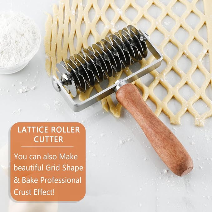 Stainless Steel Dough Lattice Top Cookie Pie Pizza Bread Pastry Crust Roller - Image 5