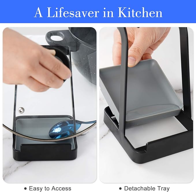 NiHome Versatile Pot Lid Ladle Holder Multipurpose Spatula Pad Book Cutting - Image 6