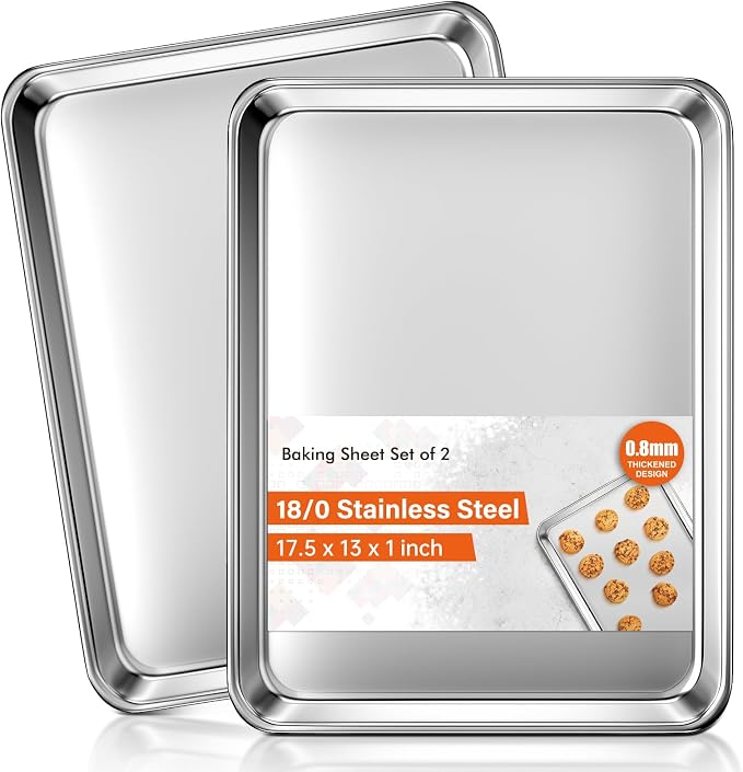 Baking Sheet Set of 2, Commercial Grade Stainless Steel Cookie Sheets - Image 8