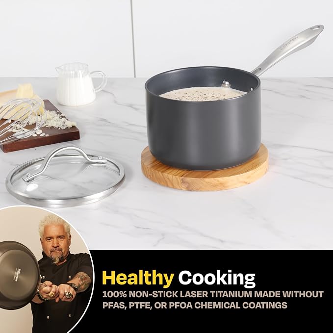 Guy Fieri's Flavortown Laser Titanium 2-Quart Sauce Pan - Image 3