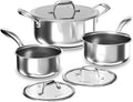 COOKER KING Stainless Steel 6 Pcs Pots Set, 1.5 & 2QT Saucepan and 5-Quart Pots by cookerking