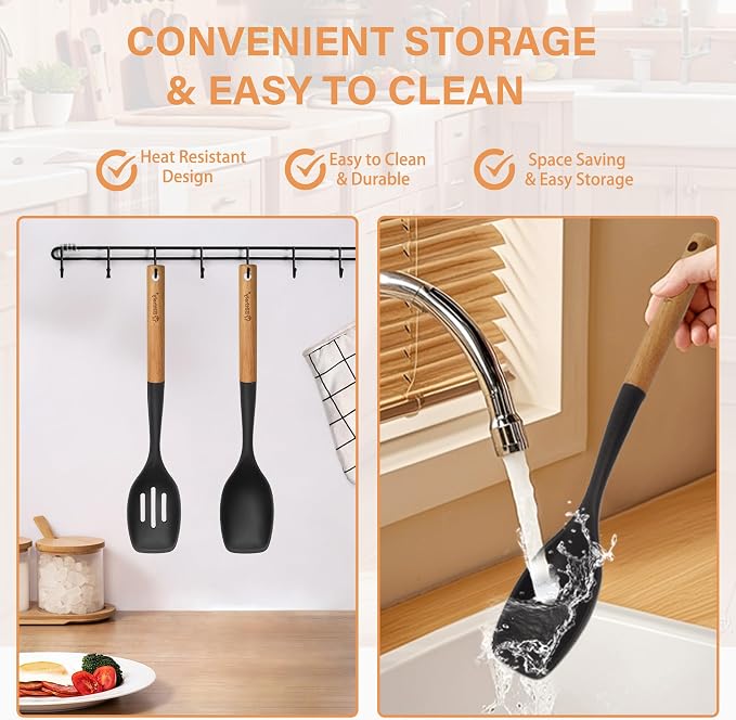 4PCS Silicone Cooking Utensils Set, Large Nonstick Spatula Spoons Set - Image 7