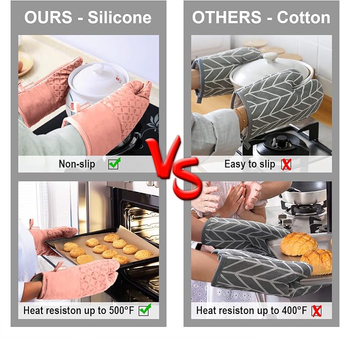 KEGOUU Oven Mitts and Pot Holders 6pcs Set, Kitchen Oven Glove High Heat - Image 5