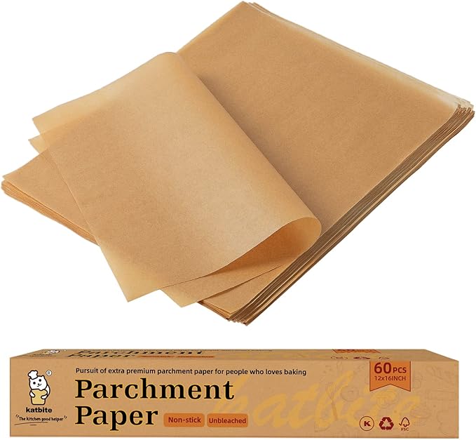 Katbite 12x16 Inch Parchment Paper Sheets, Pre cut Unbleached Baking Paper by katbite