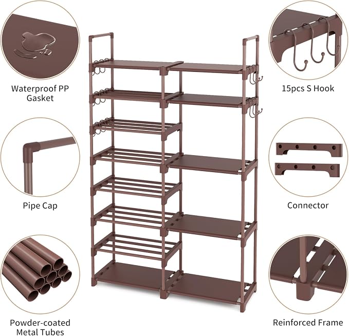 ROJASOP Shoe Rack Organizer, 8-Tier Metal Shoe Rack - Image 5