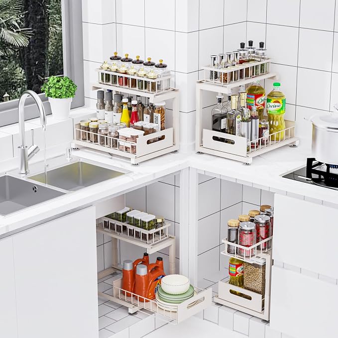 Under Sink Organizer, Heavy Duty Metal Pull Out Cabinet Organizer Slide Out - Image 4