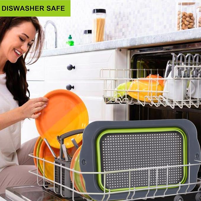 QiMH Colander Collapsible, Over Sink Silicone 9 Quart Extra Large Kitchen - Image 4