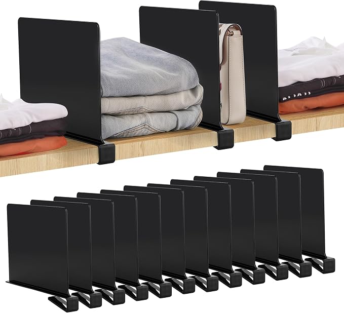JOY DECOR 12 Pack Acrylic Matte Black Shelf Dividers by JOY+DECOR