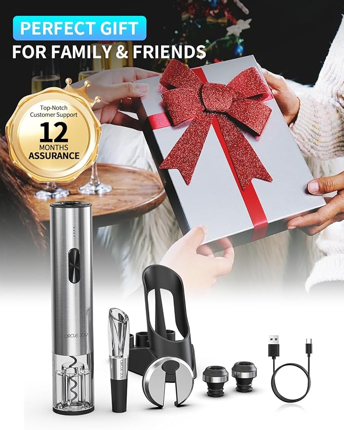 CIRCLE JOY Electric Wine Opener 7-in-1 Stainless Steel Rechargeable Electric - Image 7