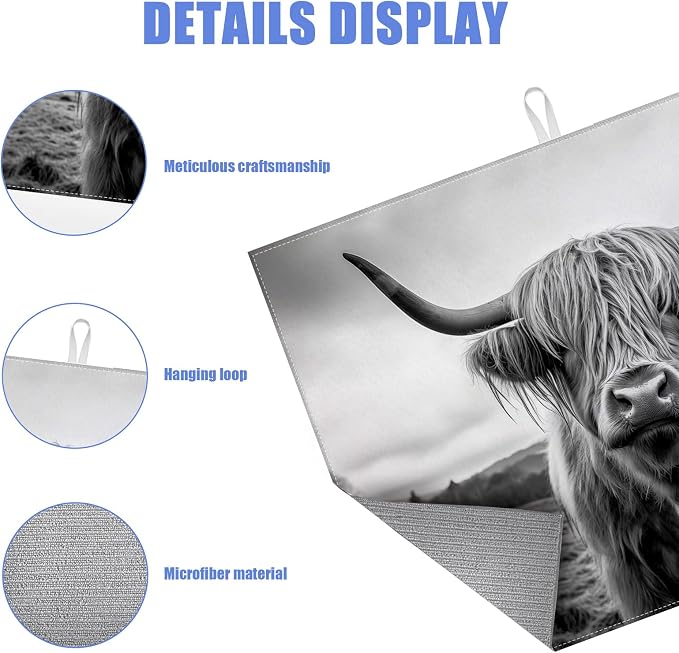 Highland Cow Dish Drying Mat for Kitchen Counter Drying Pad Absorbent - Image 3